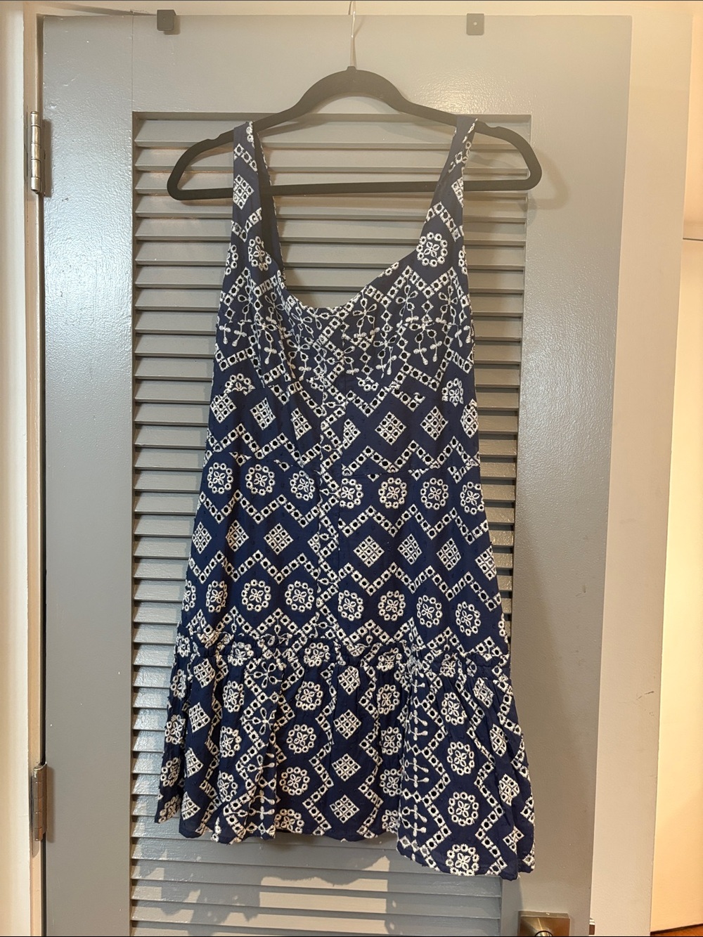 Adelyn Rae Navy & White Geometric Tank Mini Dress